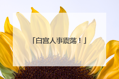 白宫人事震荡！